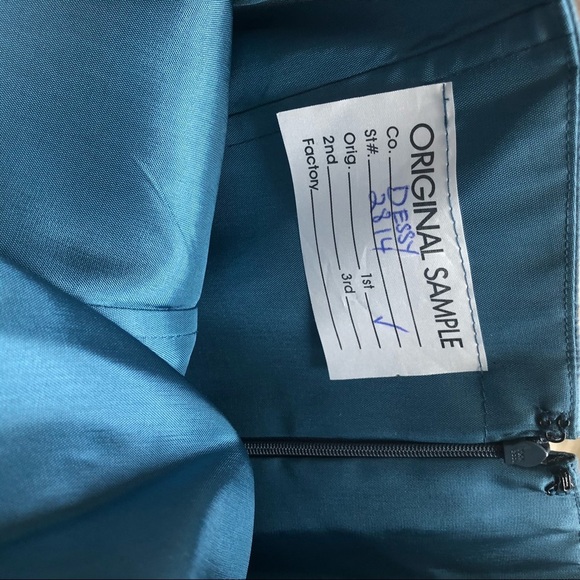 Dessy Collection Blue Metallic Strapless Dress - Picture 5 of 6